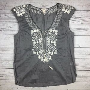 J. Crew Flower Mosaic Embroidered Tunic Blouse